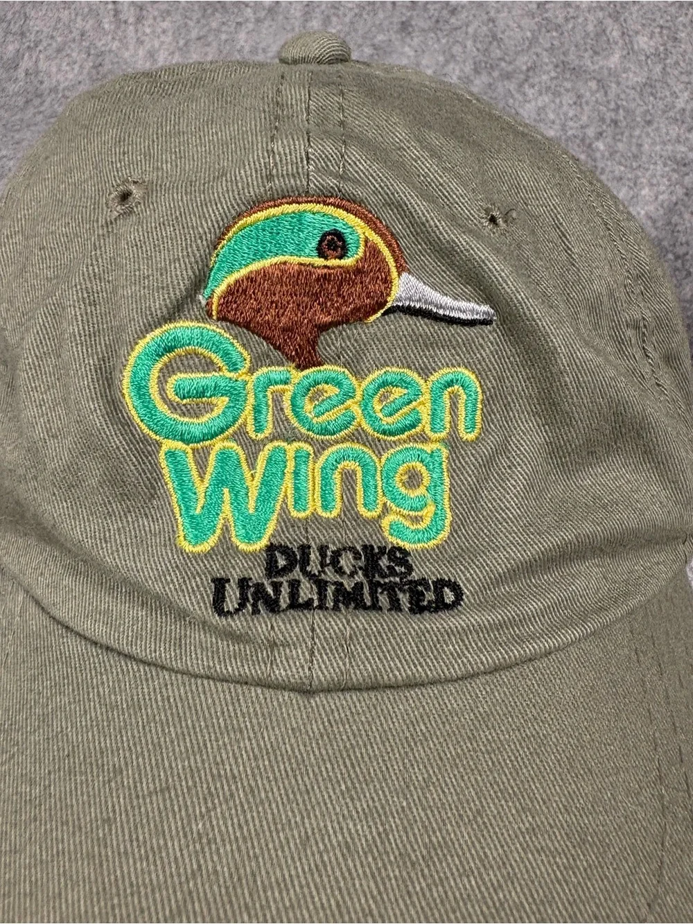 Ducks Unlimited Green Wing Olive Cotton Strapback Kids Hat